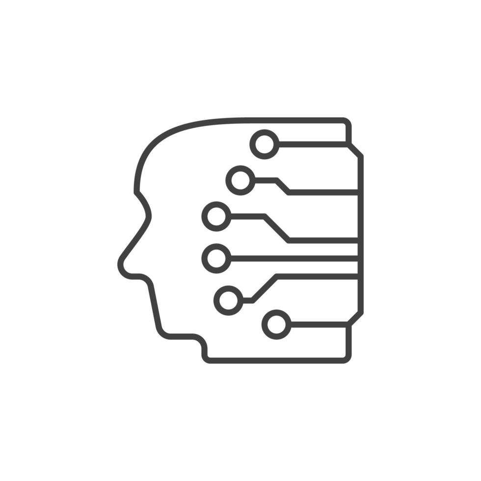 Human Head with Neural Network vector concept linear icon or symbol