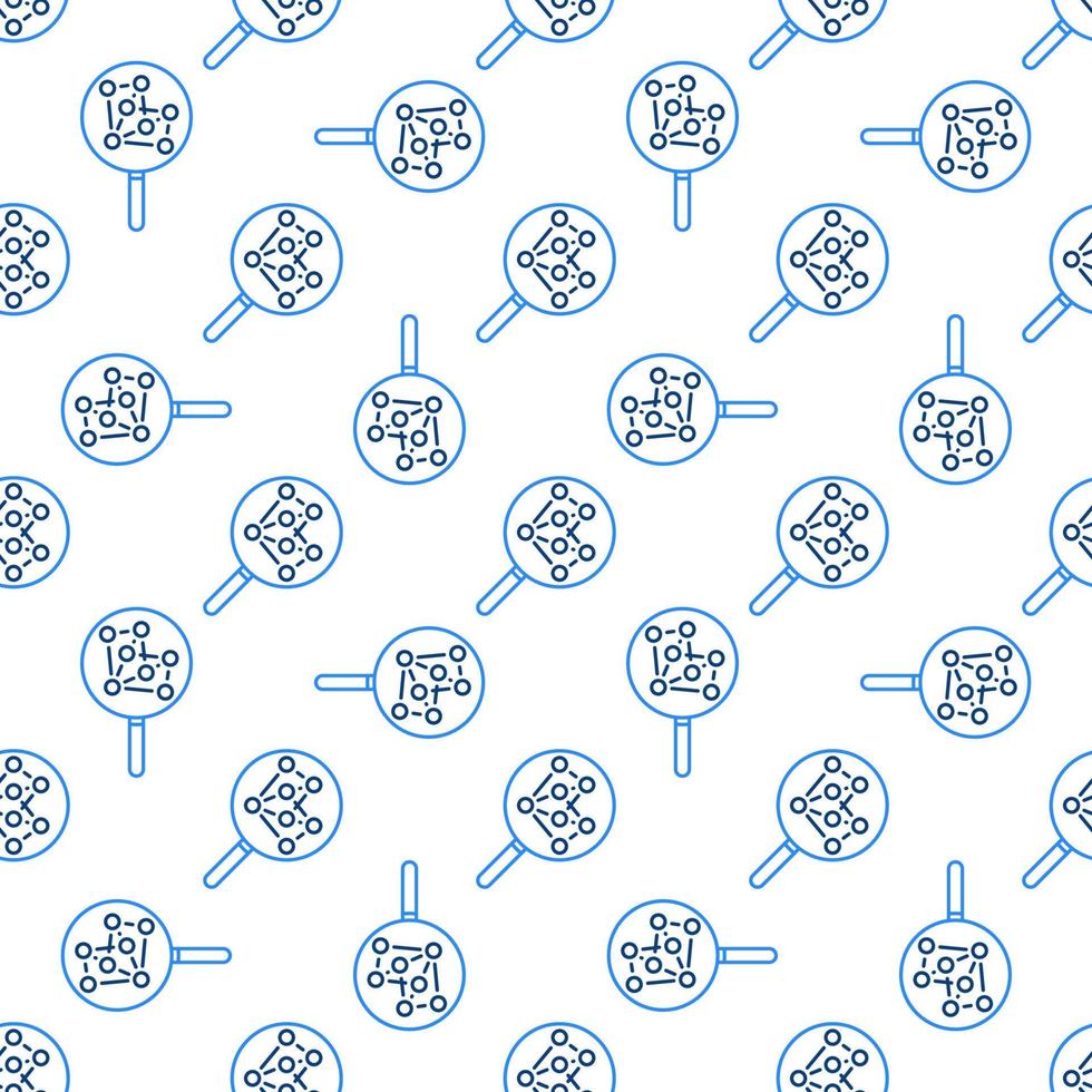 Magnifying Glass with Neural Network vector concept line seamless pattern