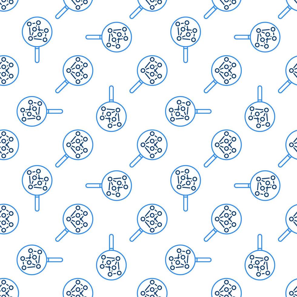 Magnifying Glass with Neural Network vector concept line seamless pattern