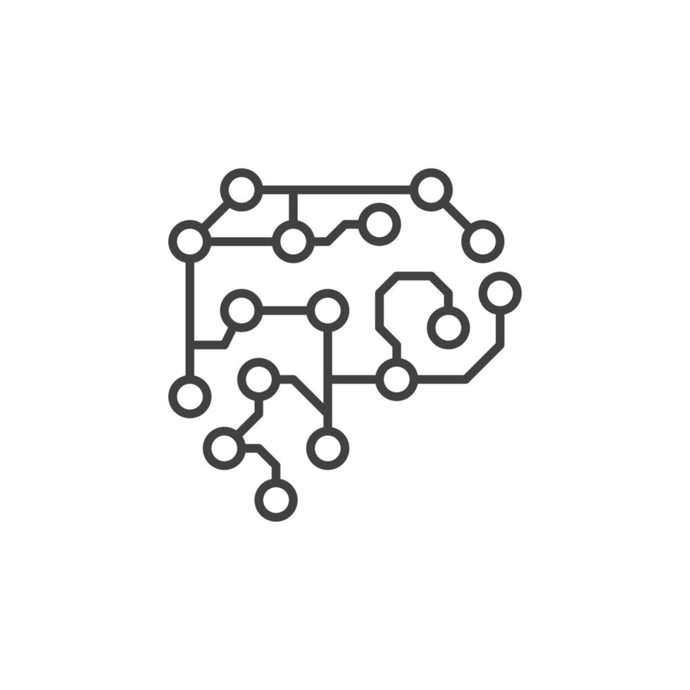 Neural Network Brain vector AI concept outline icon or sign
