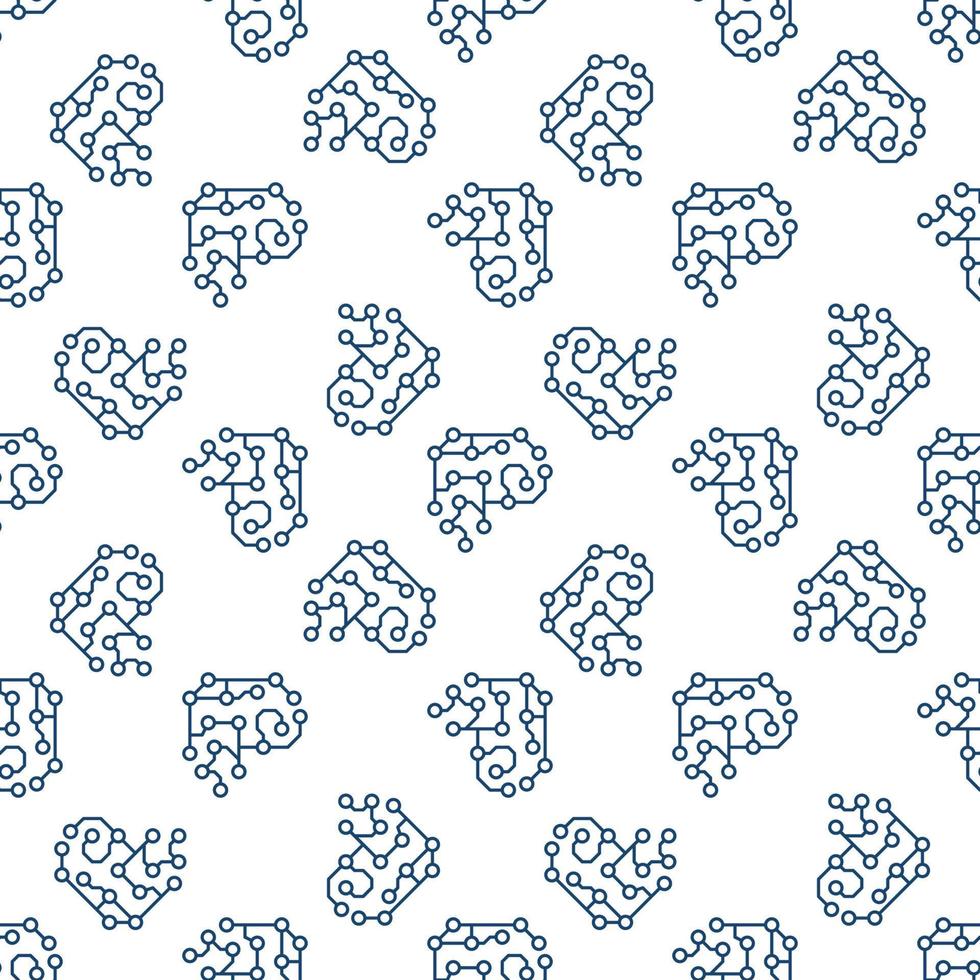Neural Network Brain vector AI concept line seamless pattern