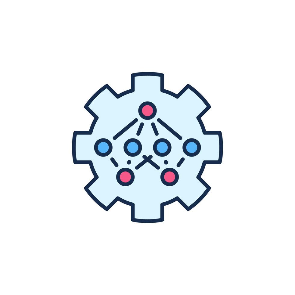 Neural Network Cog Wheel vector concept colored icon