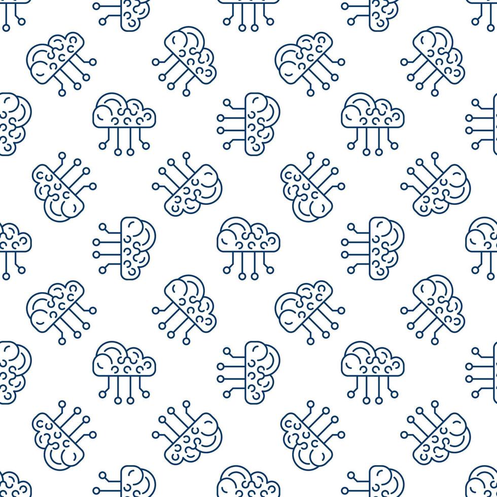 Neural Network Cloud vector concept line seamless pattern