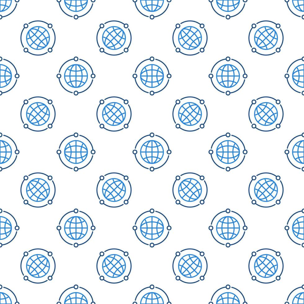 Neural Network Earth Globe vector line seamless pattern