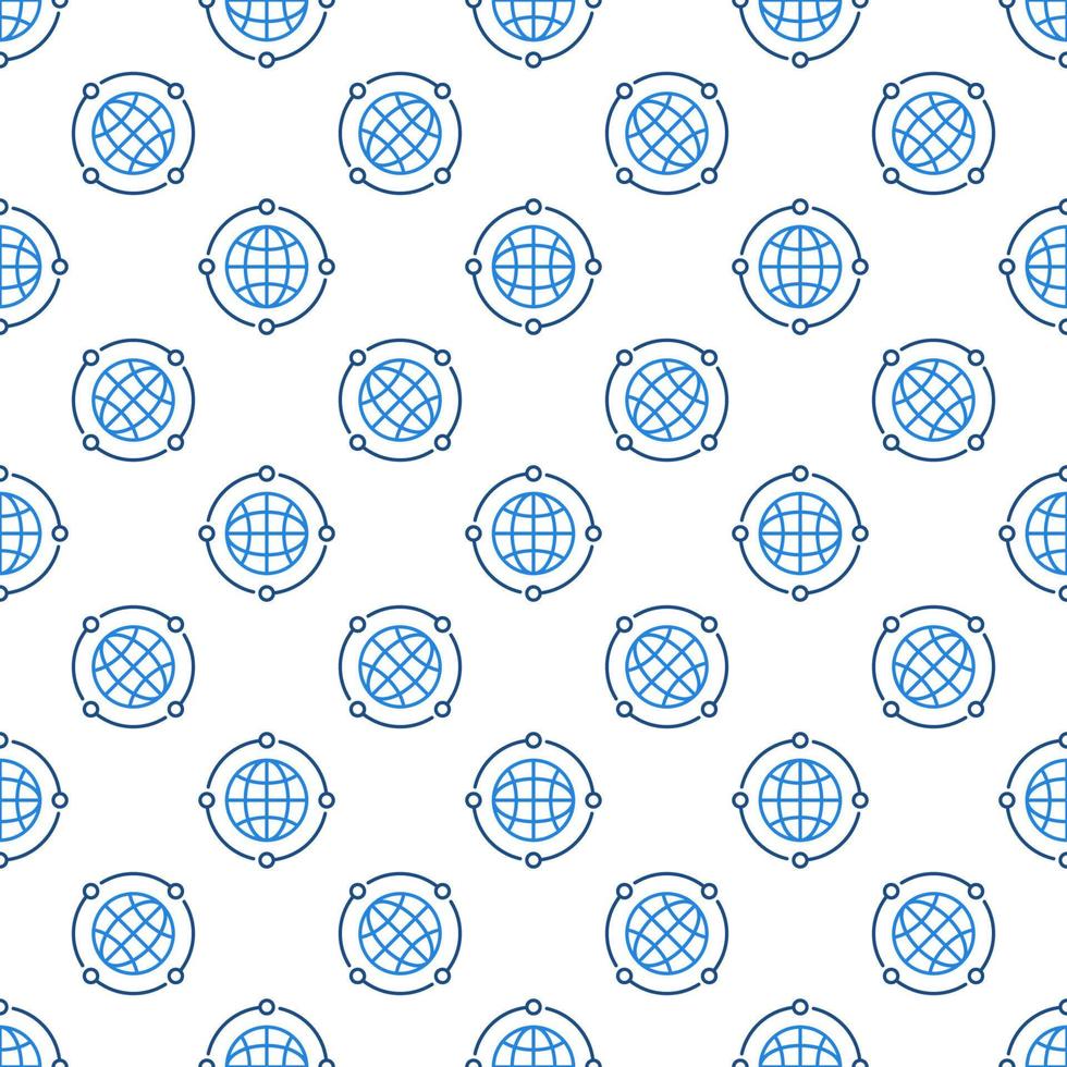 Neural Network Earth Globe vector line seamless pattern