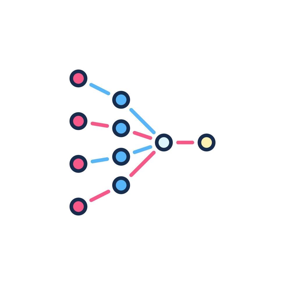 Neural Network Machine Learning vector Technology concept colored icon