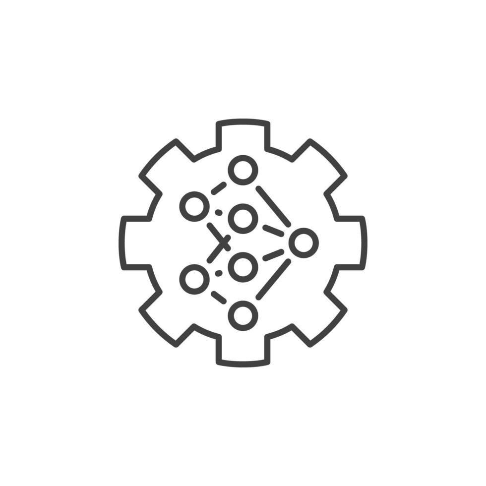 Neural Network Gear vector concept outline icon or sign