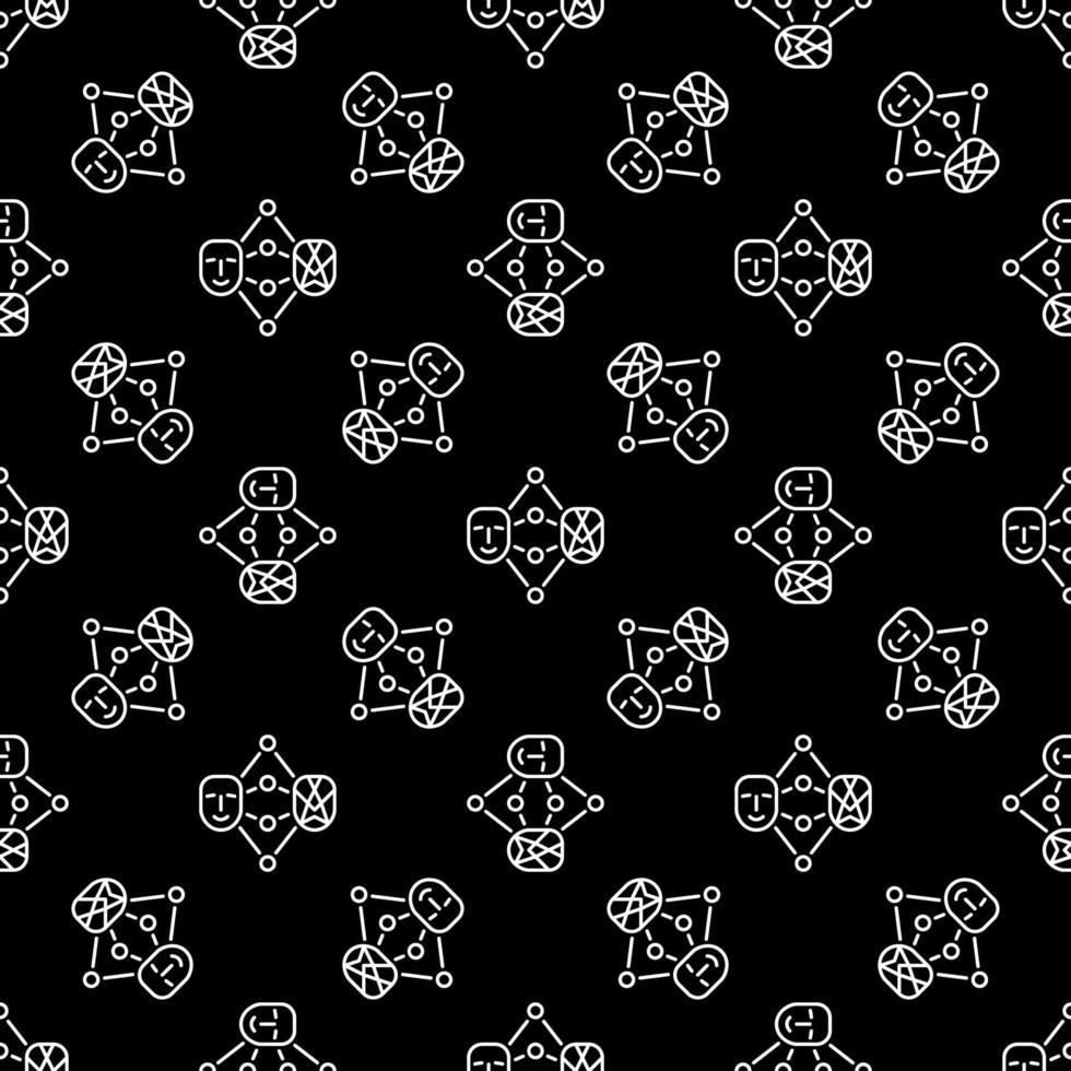Neural Network Face Generation vector line dark seamless pattern