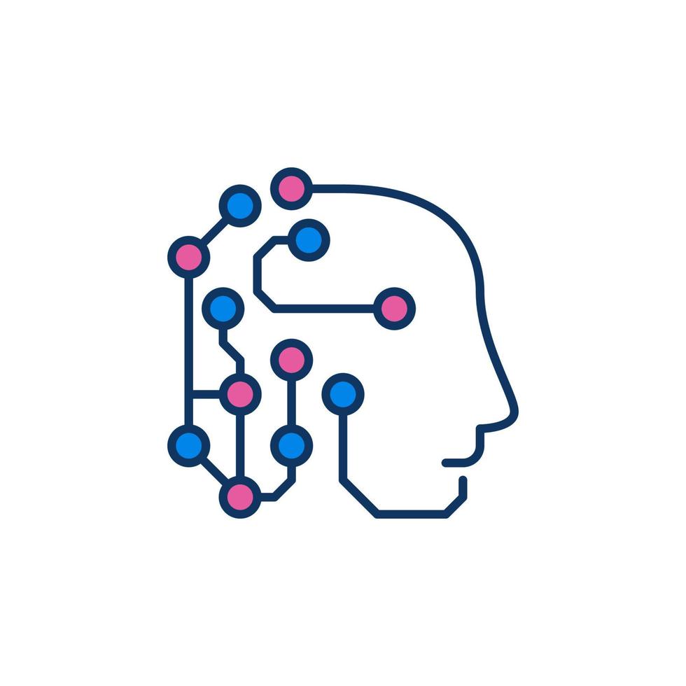 Robot Head with Circuits vector AI concept colored icon