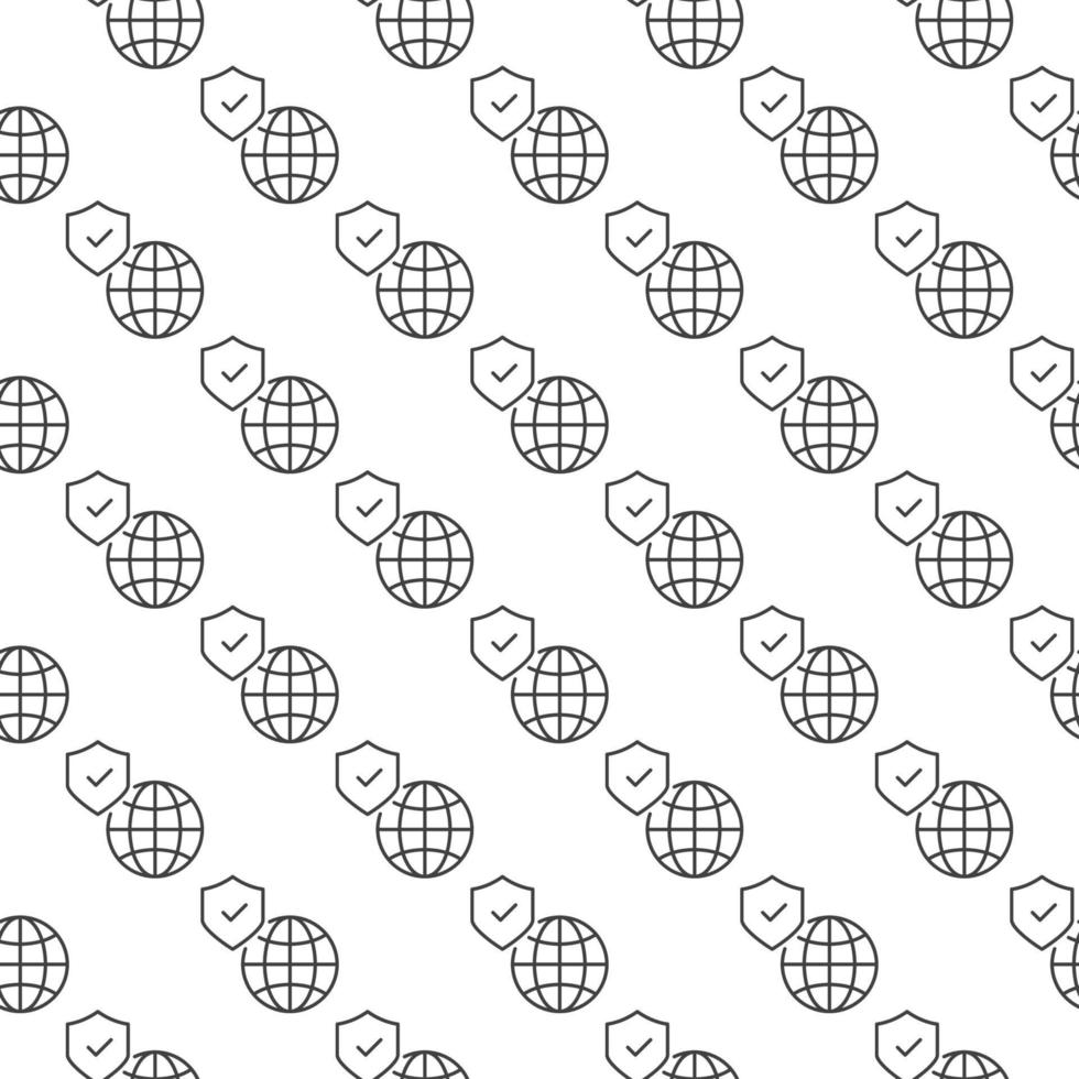 Shield and Globe vector outline seamless pattern