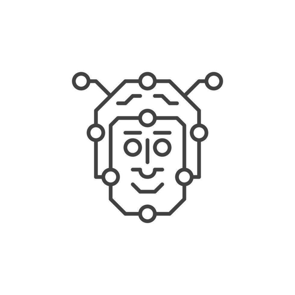 Artificial Intelligence Face vector Robot Head concept line icon