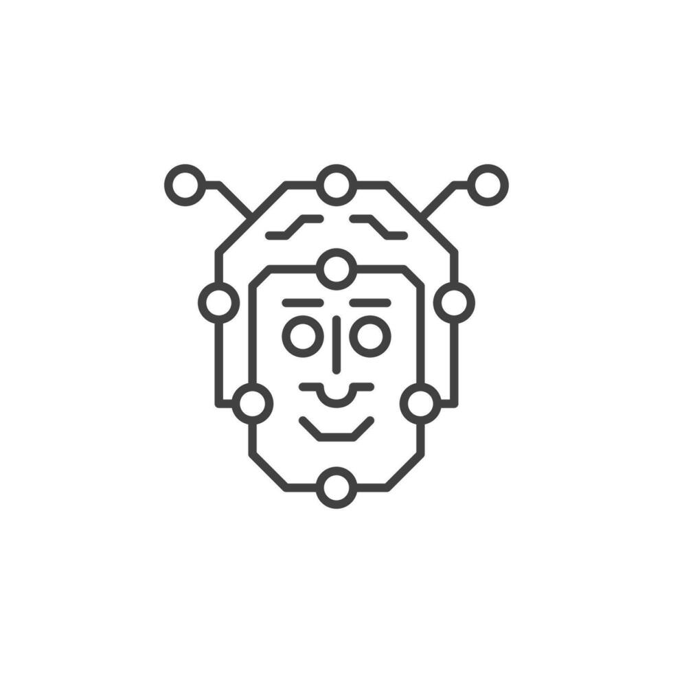 Artificial Intelligence Face vector Robot Head concept line icon