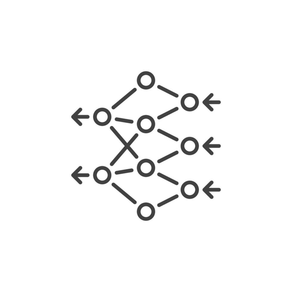 Artificial Neural Network vector concept line icon or symbol