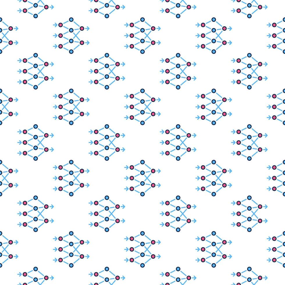Artificial Neural Networks vector colored seamless pattern