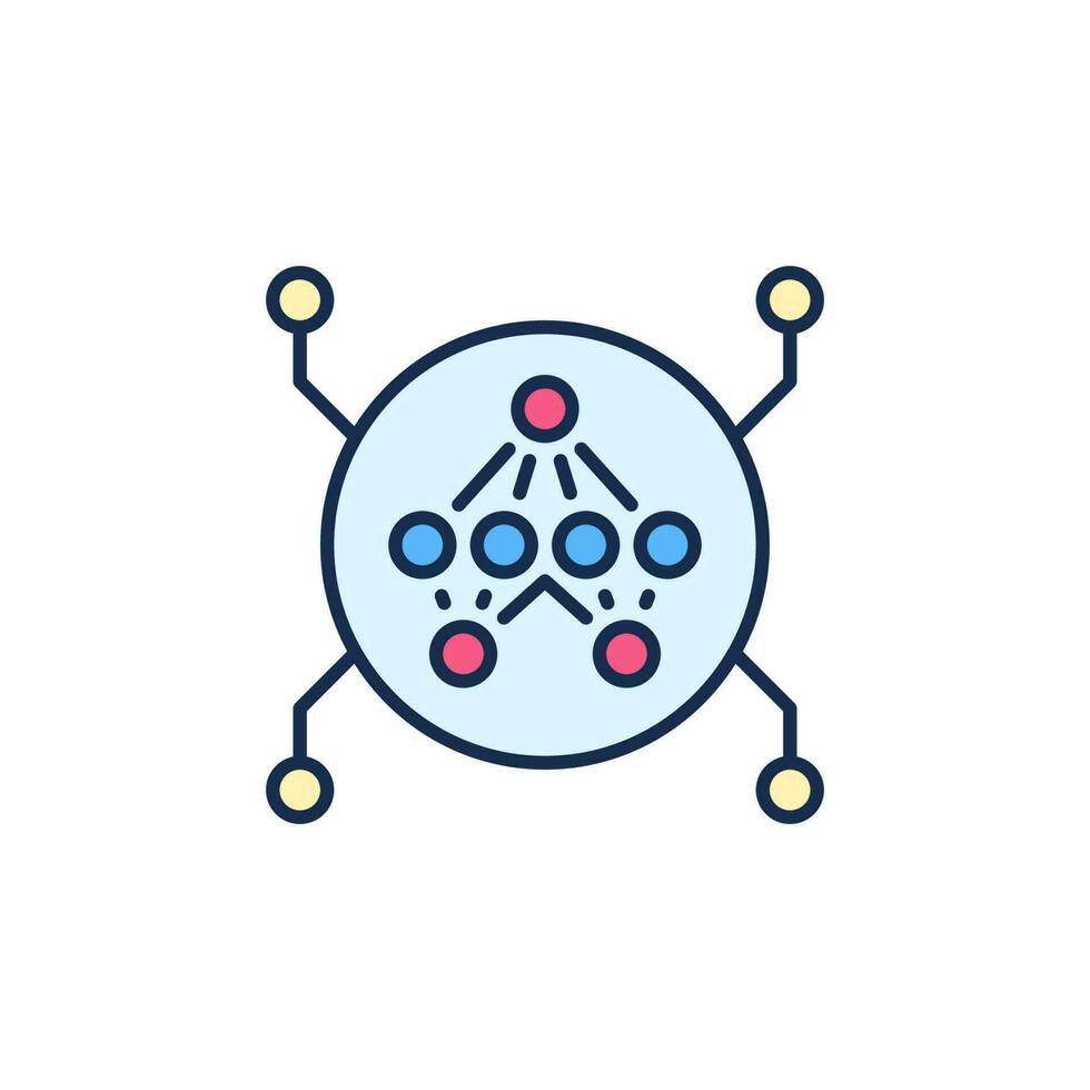 Artificial Neural Network in Circle vector concept colored icon