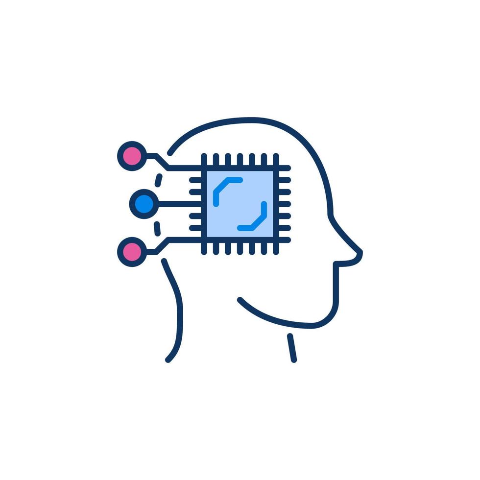 CPU inside Head vector People with AI Chip concept colored icon or symbol