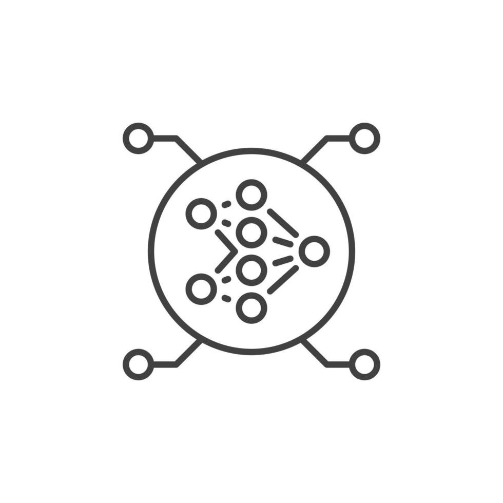 Circle with Artificial Neural Network vector concept thin line icon