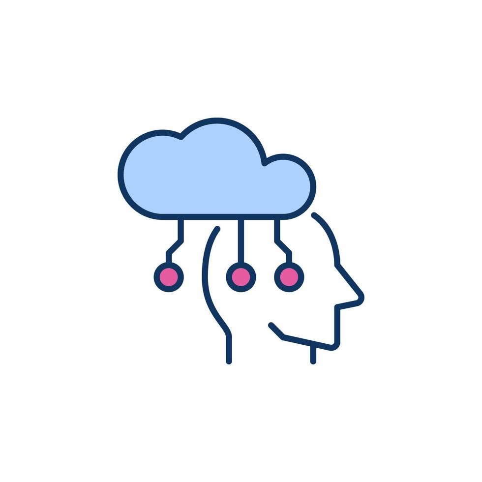 Cloud connected with Head vector Information concept colored icon