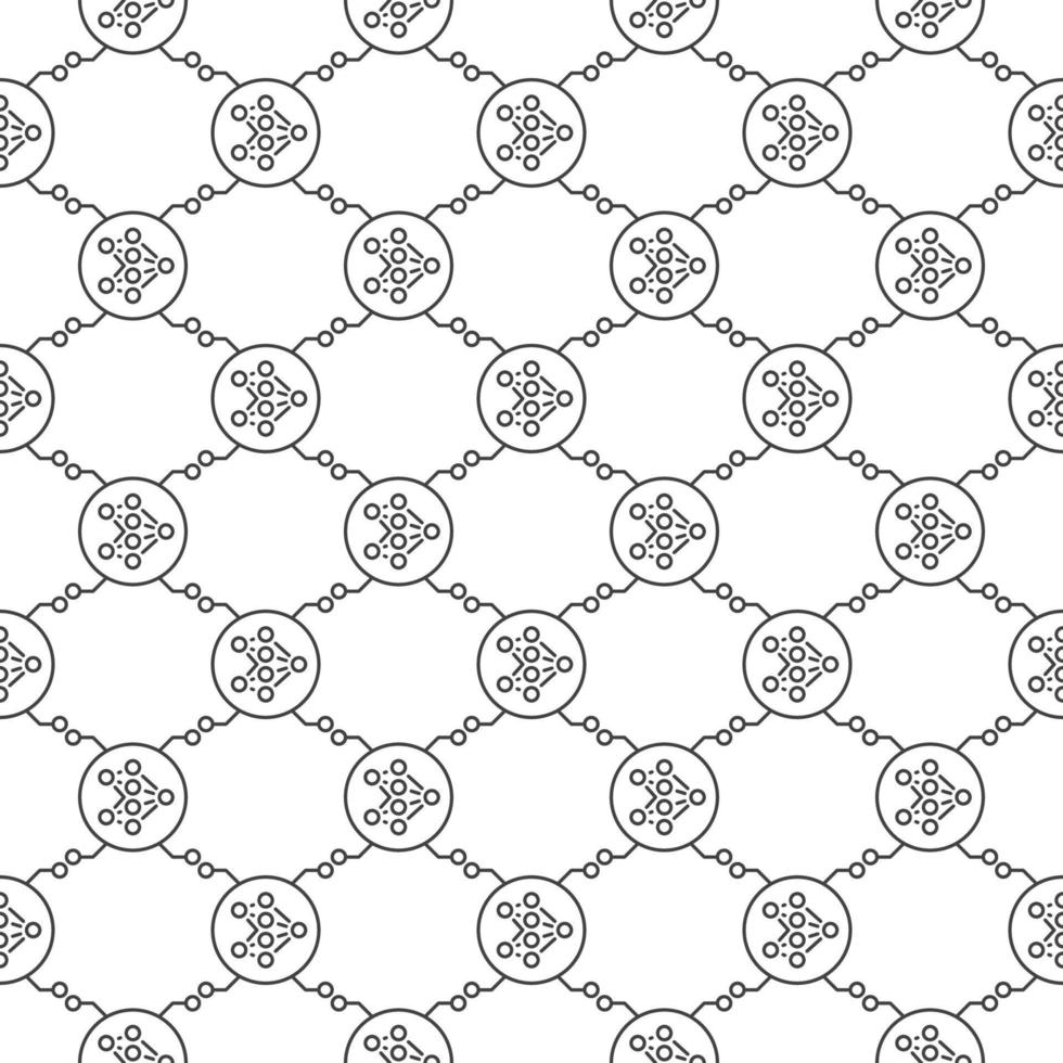 Circle with Artificial Neural Network vector line seamless pattern