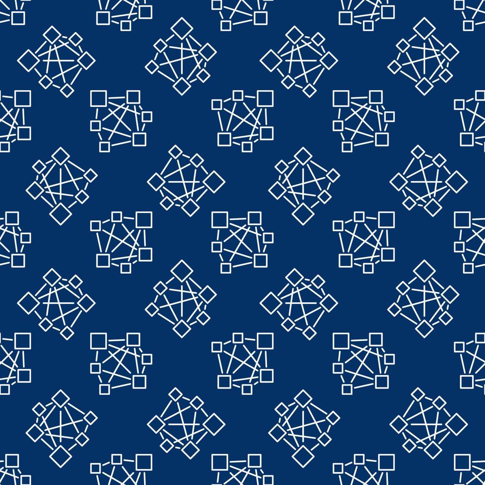 Deep Learning Neural Network vector line blue seamless pattern