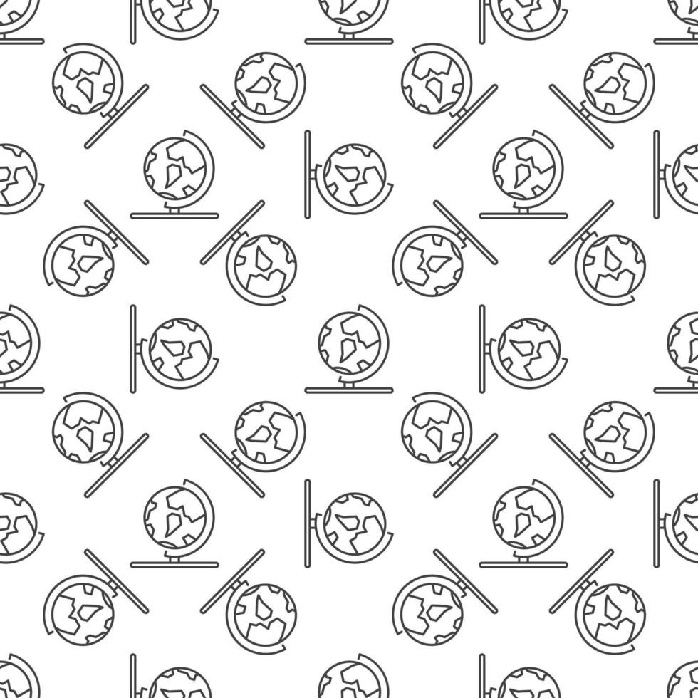 Earth Globe on Stand vector concept line simple seamless pattern