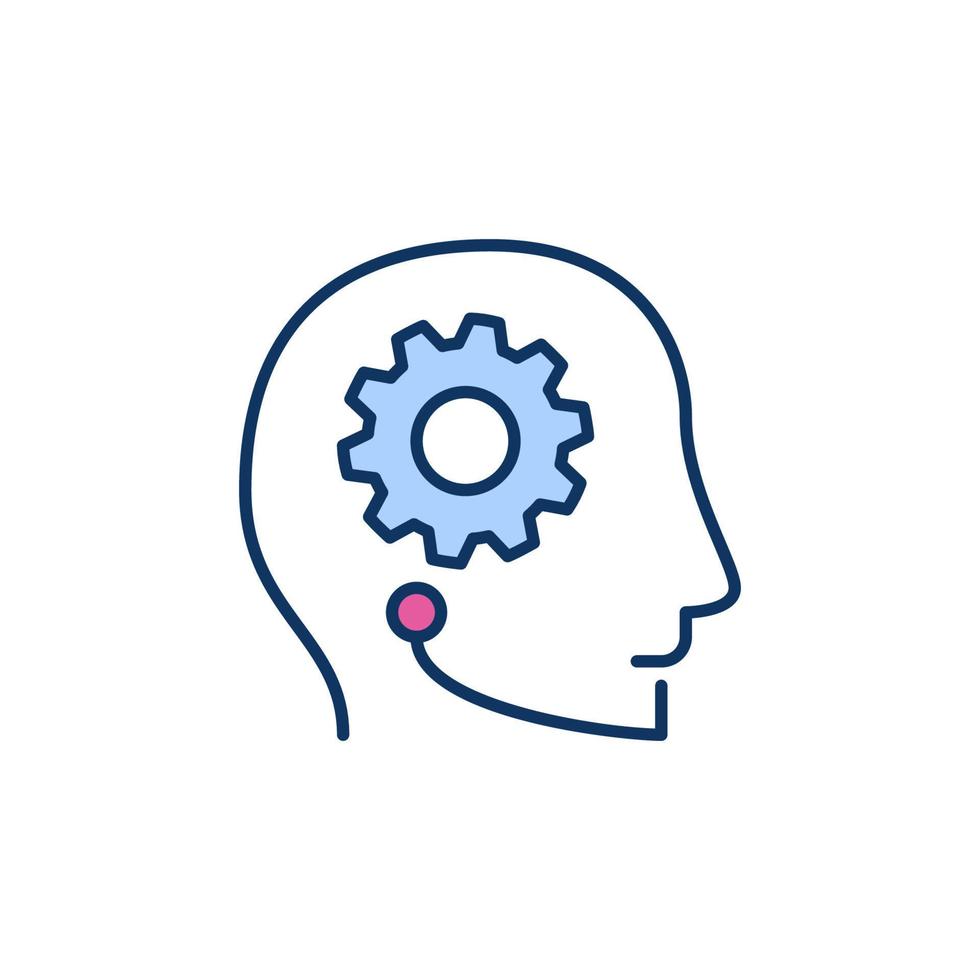 Gear inside AI Head vector concept colored icon or sign