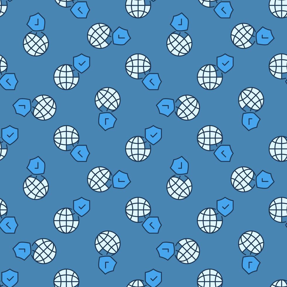 Globe with Shield vector colored seamless pattern