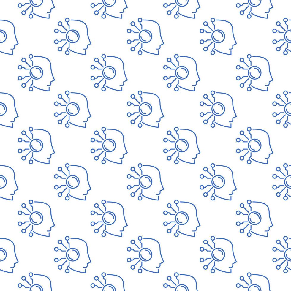 AI Head vector Artificial Intelligence Robot line seamless pattern