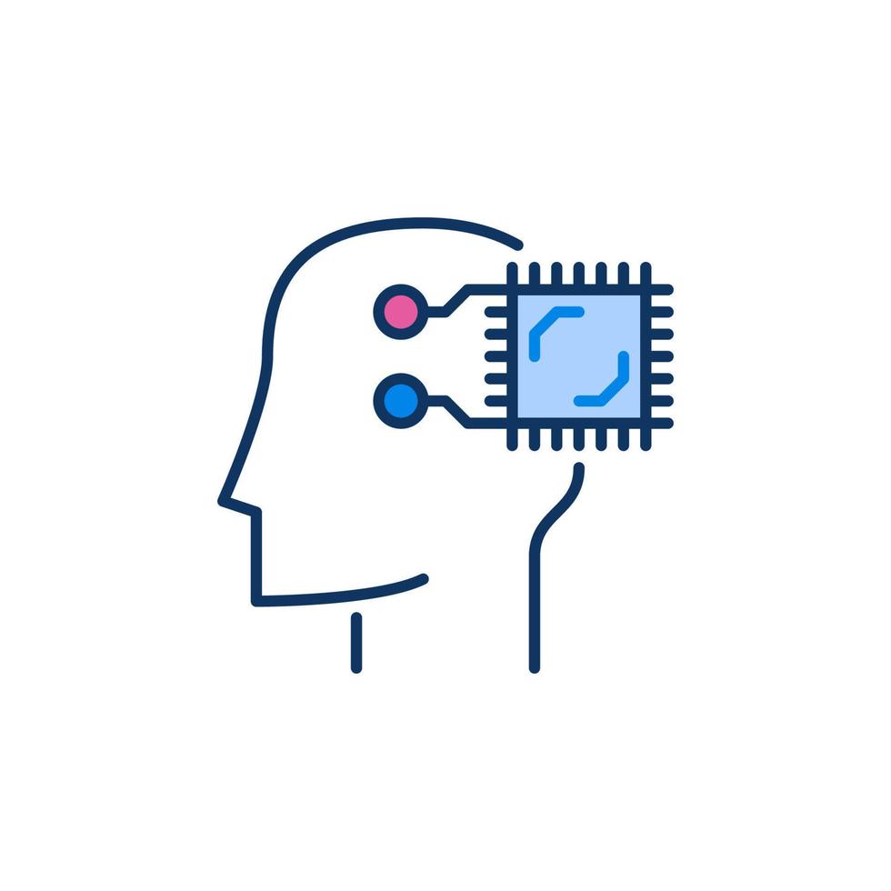 AI Chip connected with Human Head vector concept colored icon or sign