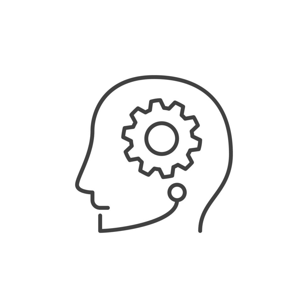 AI Head with Cog Wheel vector concept outline icon