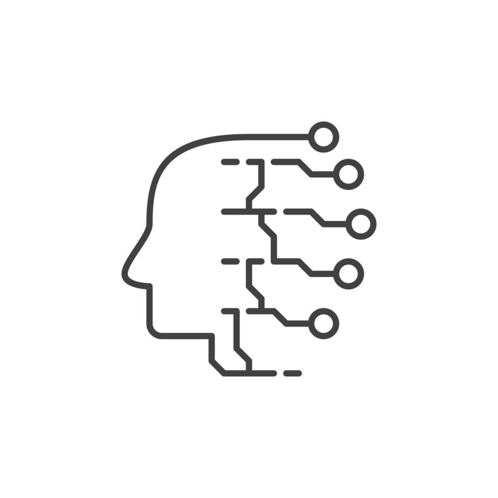 ai humano cabeza vector artificial inteligencia tecnología concepto lineal icono