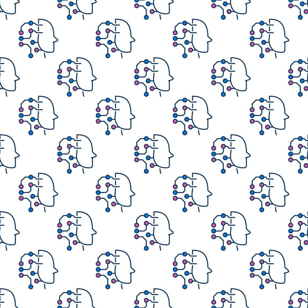 AI Head vector Innovation Technology colored seamless pattern