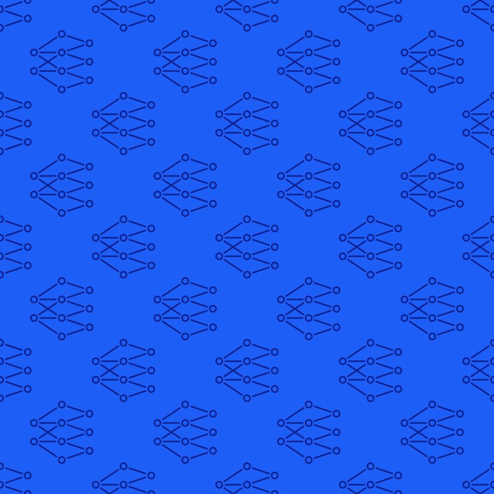 AI Neural Networks Tech vector concept blue line seamless pattern