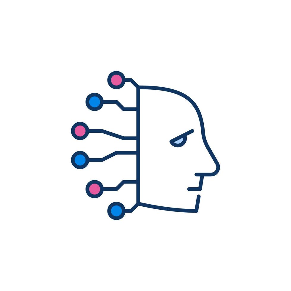 AI Robot Head vector Artificial Intelligence concept colored icon