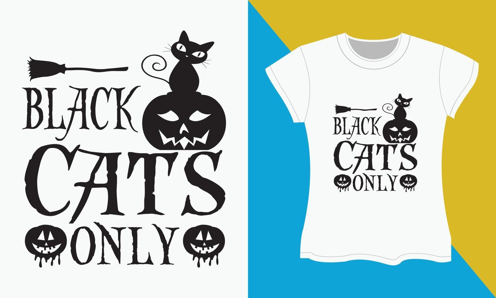 Víspera de Todos los Santos camiseta svg cortar archivos diseño, negro gatos solamente vector