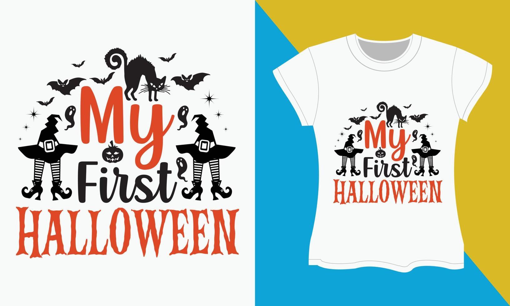 Halloween T-shirt SVG cut files design, My first Halloween vector