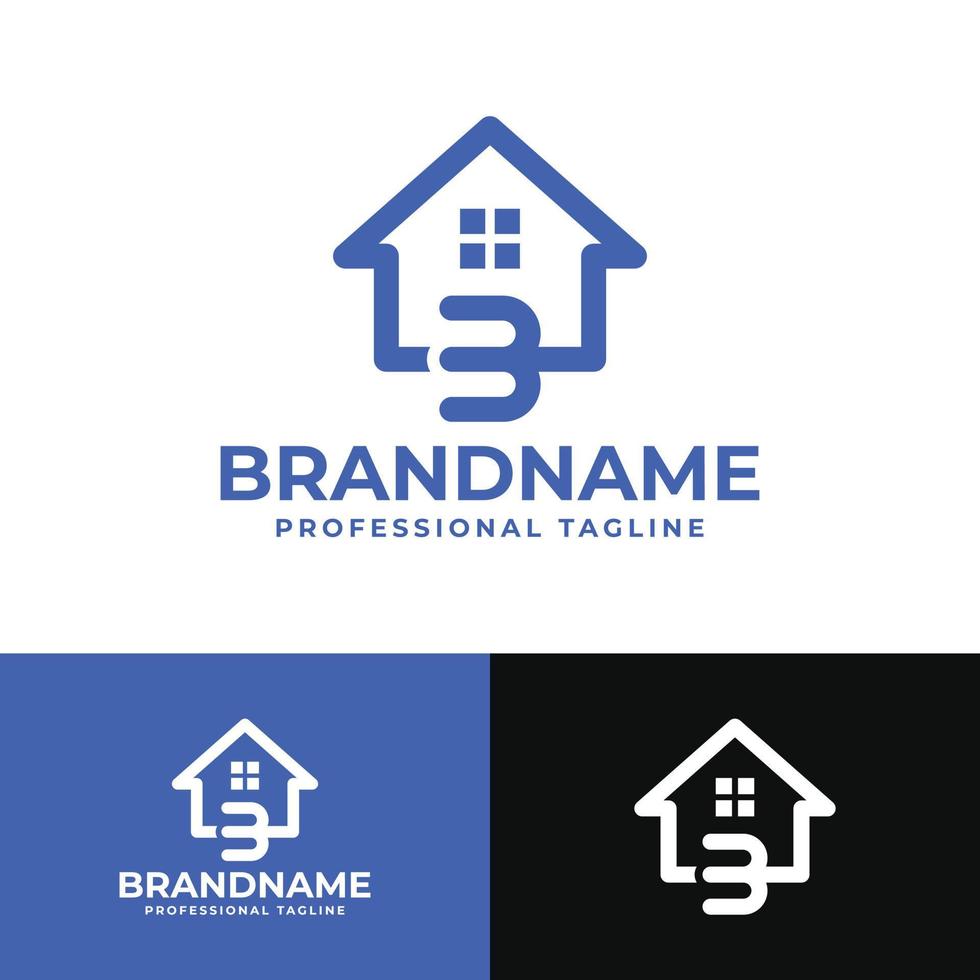 Number 3 Home Logo, Suitable for any business related to house, real estate, construction, interior with Number 3. vector