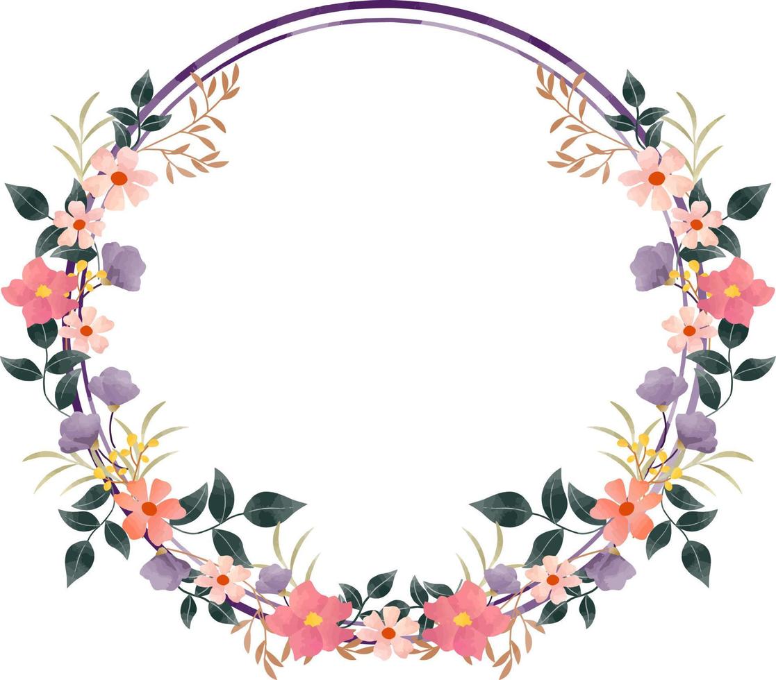 A Round frame with flower vector