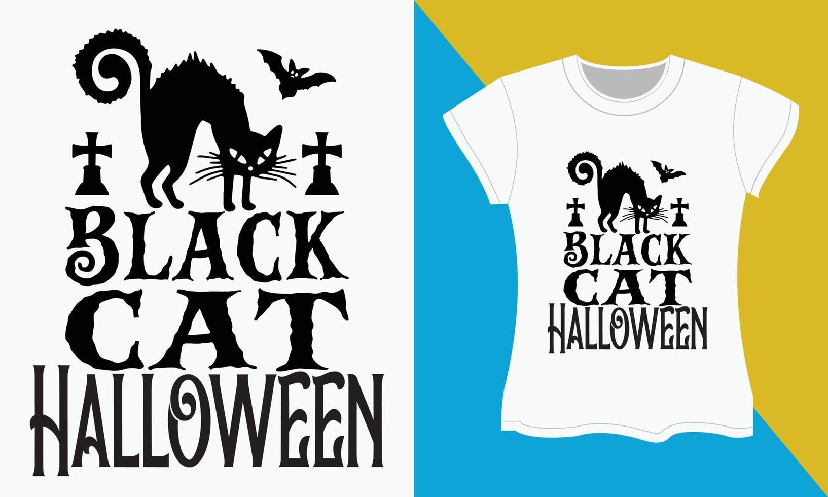 Halloween typography t-shirt design, Black cat Halloween vector