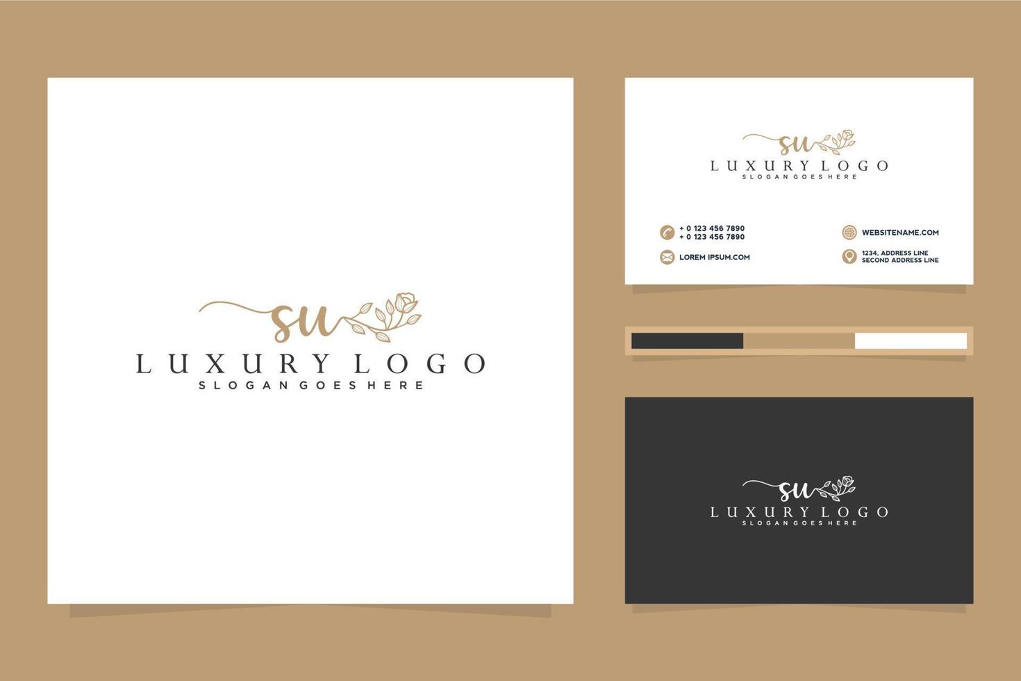 Initial SU Feminine logo collections and business card template Premium Vector