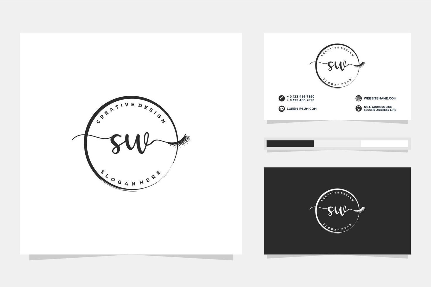 Initial SW Feminine logo collections and business card template Premium Vector