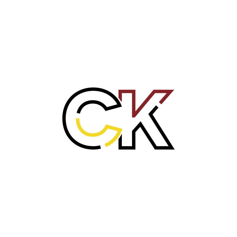 Abstract letter CK logo design with line connection for technology and digital business company. vector