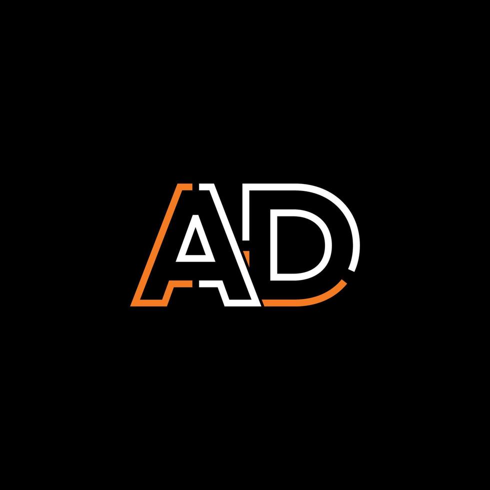 Abstract letter AD logo design with line connection for technology and digital business company. vector