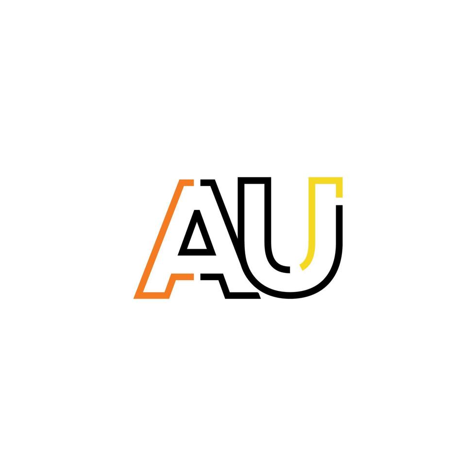 Abstract letter AU logo design with line connection for technology and digital business company. vector