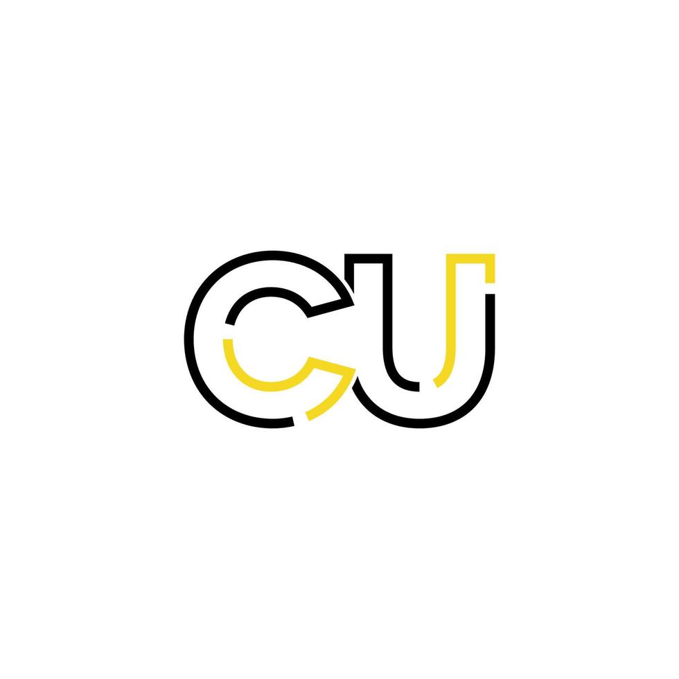 Abstract letter CU logo design with line connection for technology and digital business company. vector