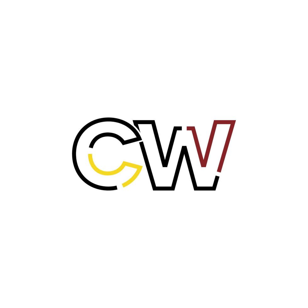 resumen letra cw logo diseño con línea conexión para tecnología y digital negocio compañía. vector