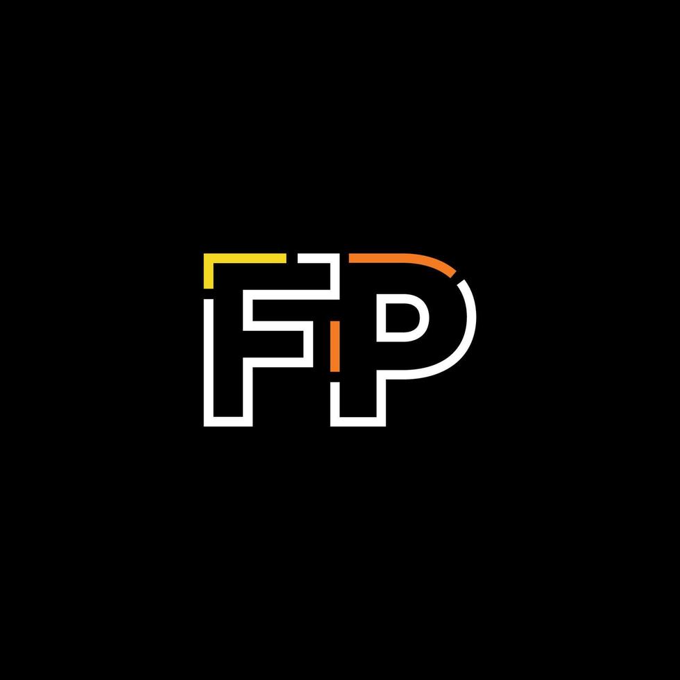 Abstract letter FP logo design with line connection for technology and digital business company. vector