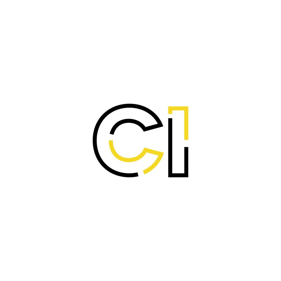 Abstract letter CI logo design with line connection for technology and digital business company. vector