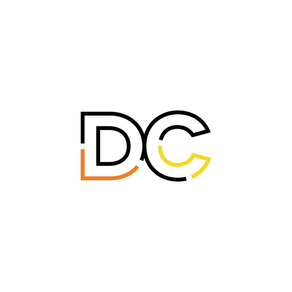 Abstract letter DC logo design with line connection for technology and digital business company. vector