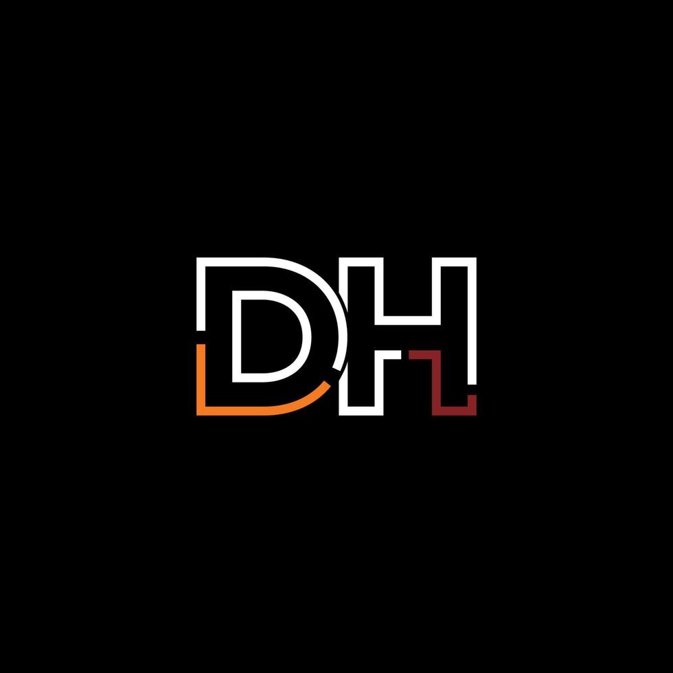 Abstract letter DH logo design with line connection for technology and digital business company. vector